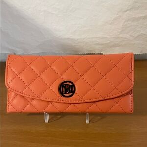Badgley Mischka Diamond Quilted Coral Wallet NWT